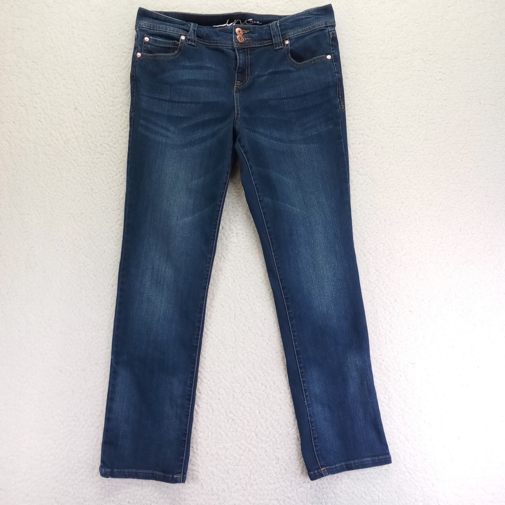 INC Denim Womens Straight Leg Jeans Dark Wash Crop Regular Fit Size 6